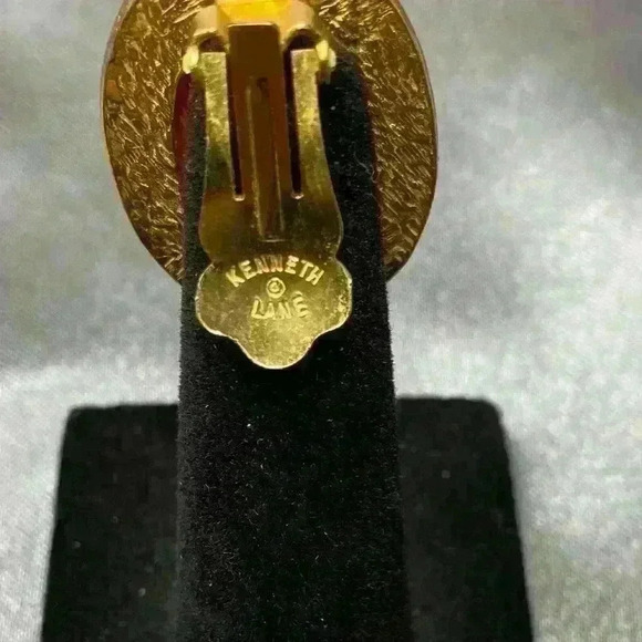 Kenneth Jay Lane KJL Vintage 60s Era Custom Costume Jewelry Earrings Clip-on - Picture 2 of 3